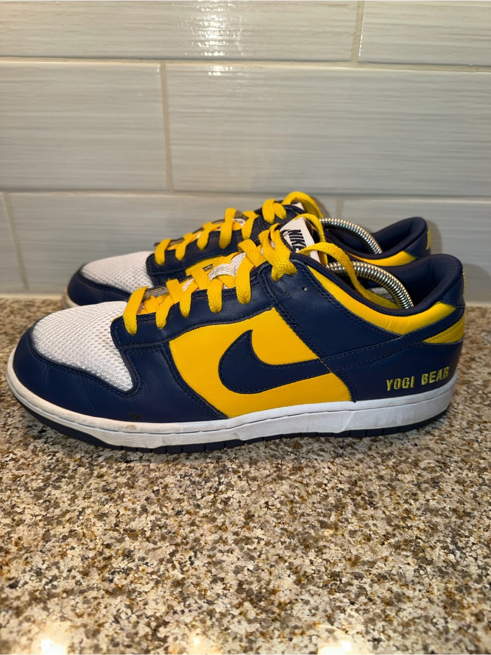 Nike Men’s Low-Top Sneakers in Navy and Yellow with Yogi Bears Accent